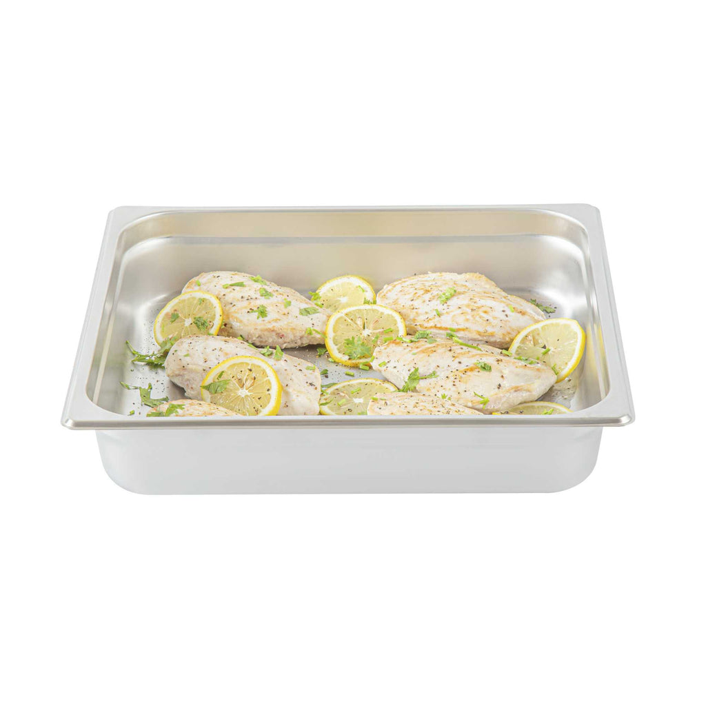 Kitchen Tek Stainless Steel 2/3 Size Steam Table Pan - 2 1/2 Inch Deep, Anti Jam, 24 Gauge - 1 count box