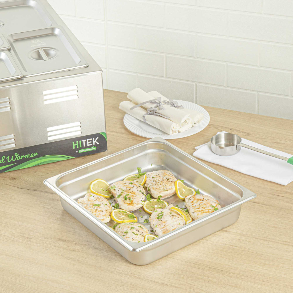 Kitchen Tek Stainless Steel 2/3 Size Steam Table Pan - 2 1/2 Inch Deep, Anti Jam, 24 Gauge - 1 count box