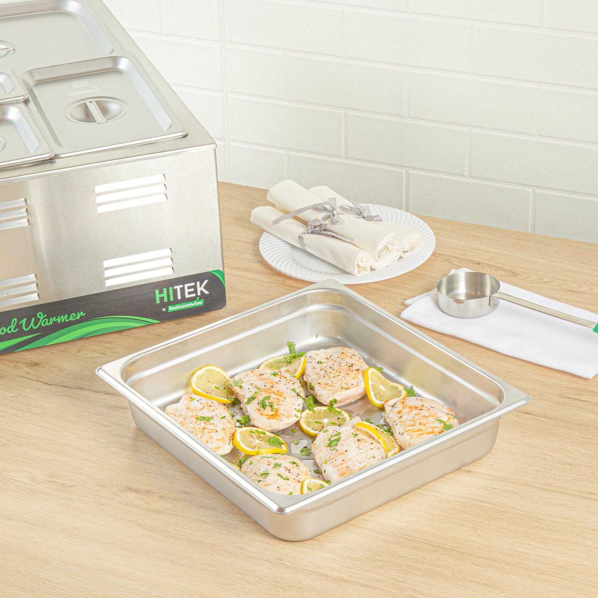 Kitchen Tek Stainless Steel 2/3 Size Steam Table Pan - 2 1/2 Inch Deep, Anti Jam, 24 Gauge - 12 count box