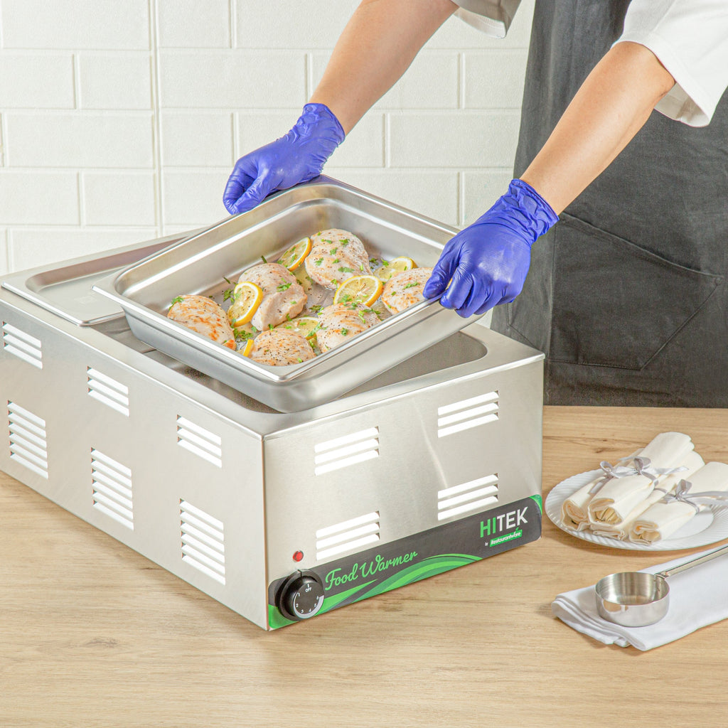 Kitchen Tek Stainless Steel 2/3 Size Steam Table Pan - 2 1/2 Inch Deep, Anti Jam, 24 Gauge - 12 count box