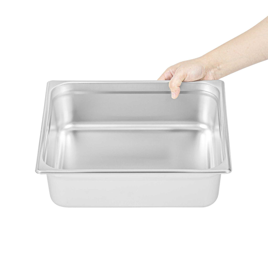 Kitchen Tek Stainless Steel 2/3 Size Steam Table Pan - 4 Inch Deep, Anti Jam, 24 Gauge - 1 count box