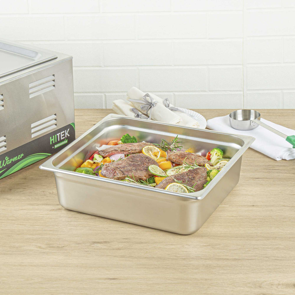 Kitchen Tek Stainless Steel 2/3 Size Steam Table Pan - 4 Inch Deep, Anti Jam, 24 Gauge - 1 count box