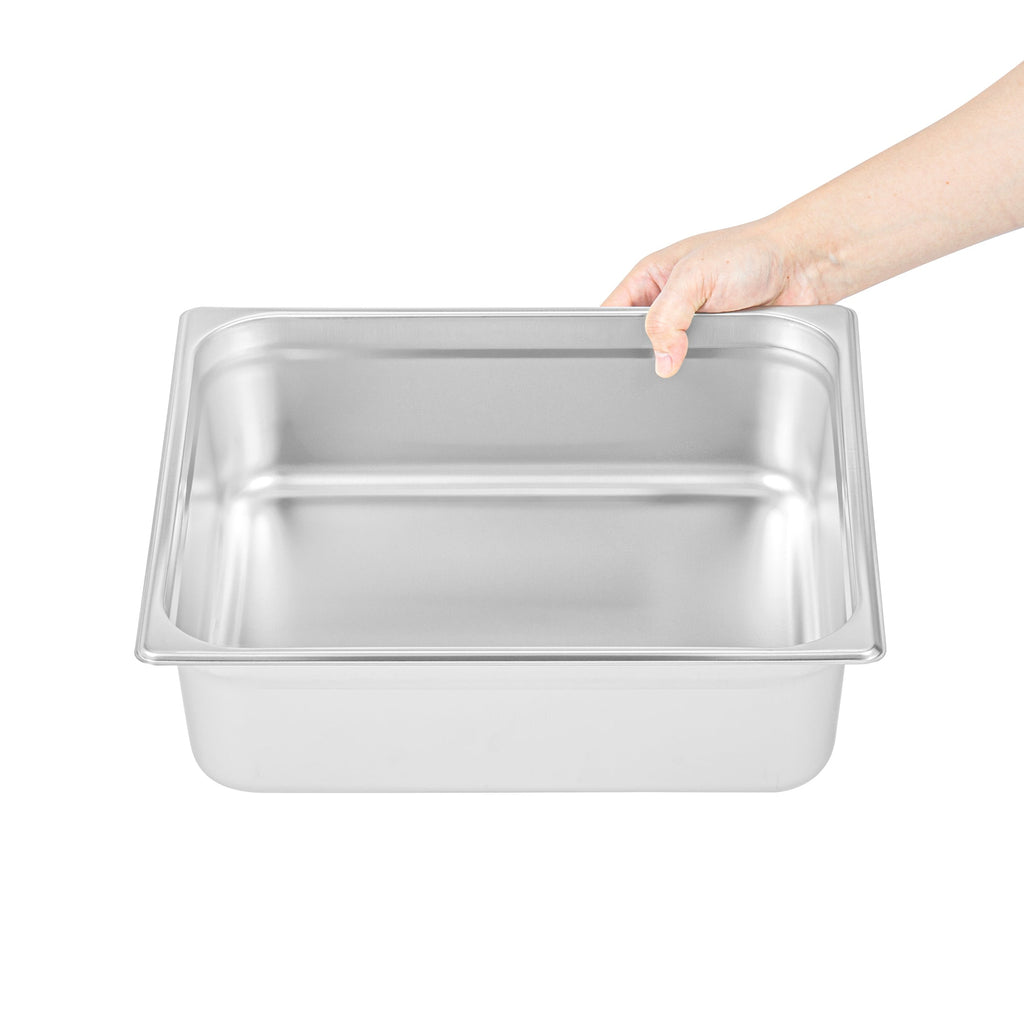 Kitchen Tek Stainless Steel 2/3 Size Steam Table Pan - 4 Inch Deep, Anti Jam, 24 Gauge - 6 count box