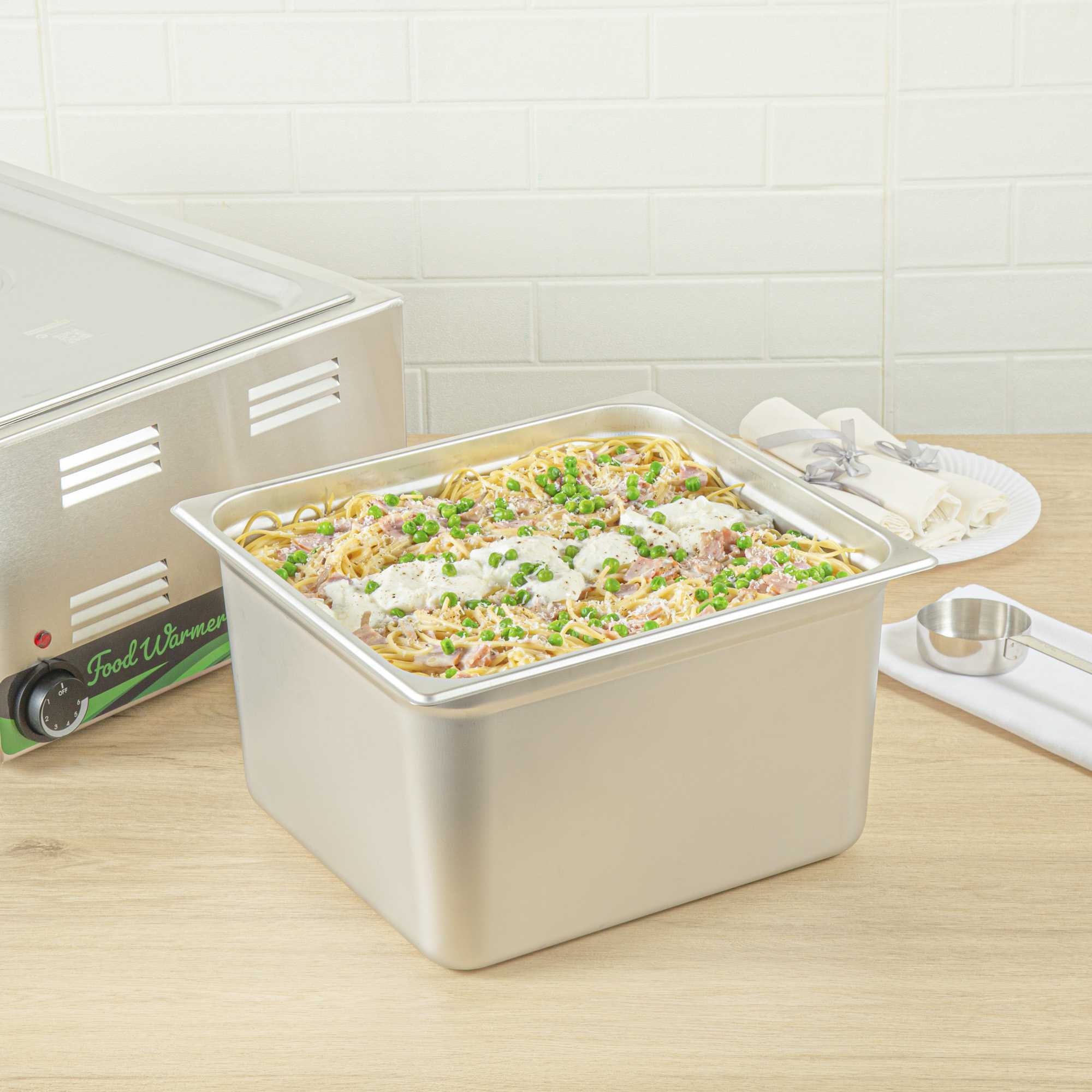 Kitchen Tek Stainless Steel 2/3 Size Steam Table Pan - 8 Inch Deep, Anti Jam, 24 Gauge - 1 count box