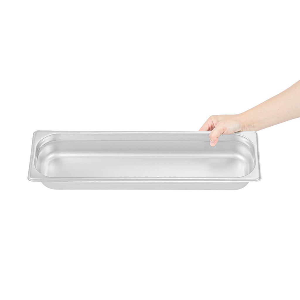 Kitchen Tek Stainless Steel 1/2 Size Long Steam Table Pan - 2 1/2 Inch Deep, Anti Jam, 24 Gauge - 6 count box