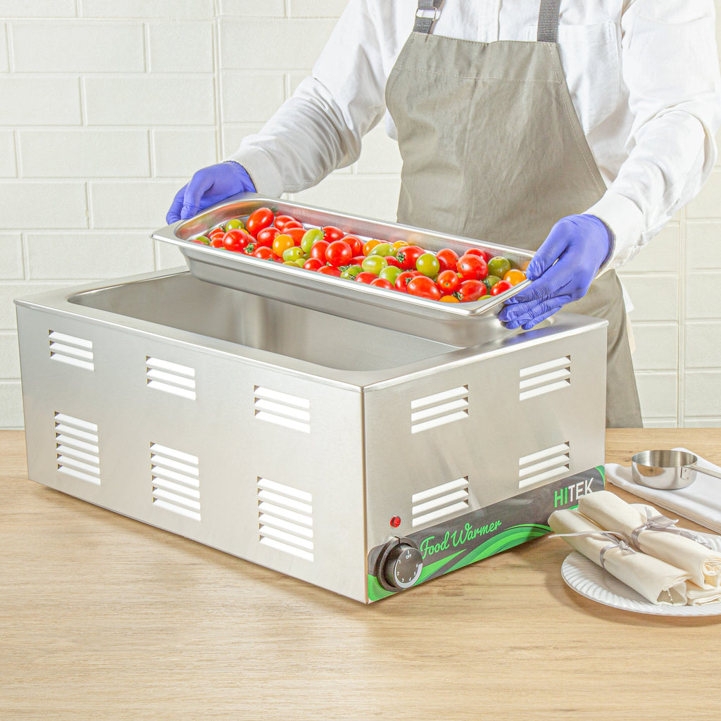 Kitchen Tek Stainless Steel 1/2 Size Long Steam Table Pan - 2 1/2 Inch Deep, Anti Jam, 24 Gauge - 6 count box