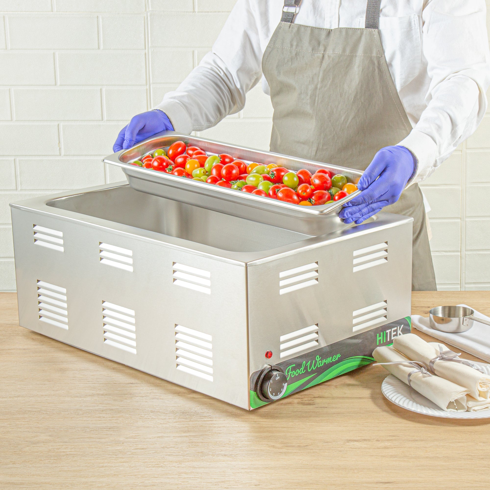 Kitchen Tek Stainless Steel 1/2 Size Long Steam Table Pan - 2 1/2 Inch Deep, Anti Jam, 24 Gauge - 6 count box