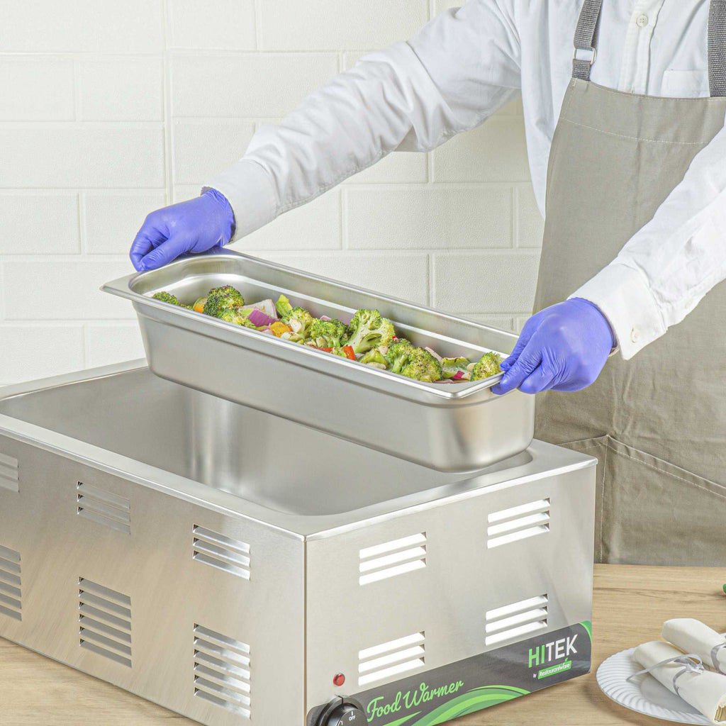 Kitchen Tek Stainless Steel 1/2 Size Long Steam Table Pan - 4 Inch Deep, Anti Jam, 24 Gauge - 1 count box