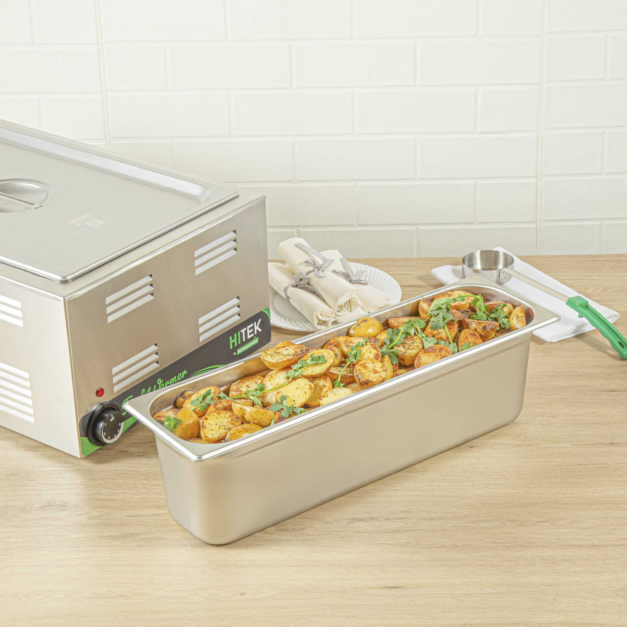 Kitchen Tek Stainless Steel 1/2 Size Long Steam Table Pan - 6 Inch Deep, Anti Jam, 24 Gauge - 1 count box