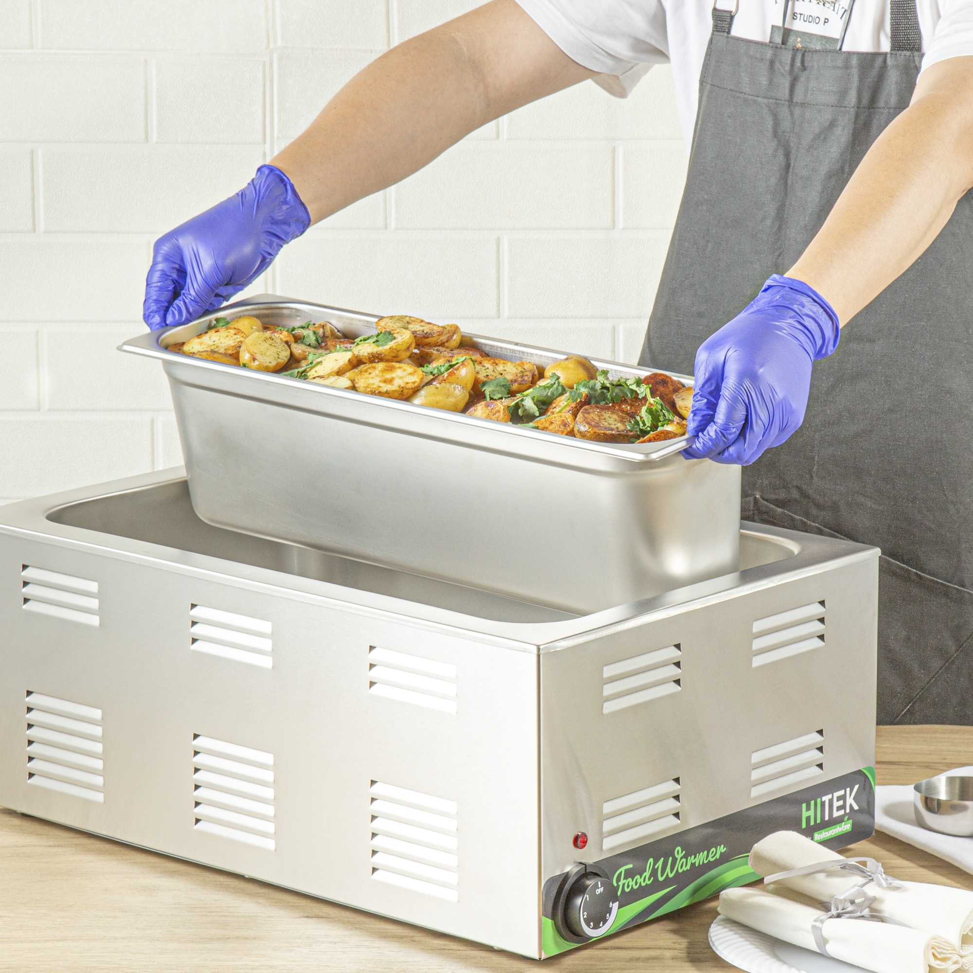 Kitchen Tek Stainless Steel 1/2 Size Long Steam Table Pan - 6 Inch Deep, Anti Jam, 24 Gauge - 1 count box