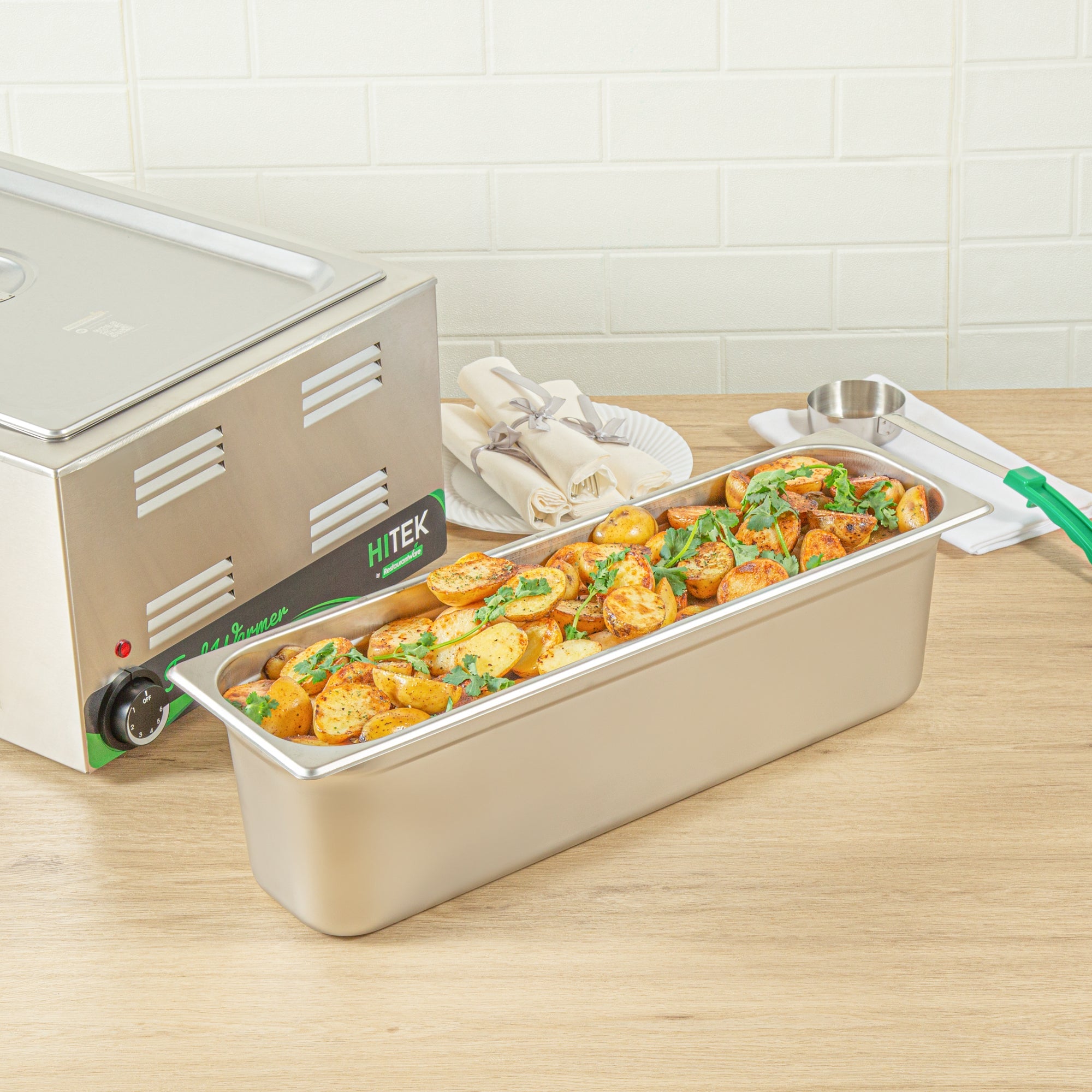 Kitchen Tek Stainless Steel 1/2 Size Long Steam Table Pan - 6 Inch Deep, Anti Jam, 24 Gauge - 6 count box