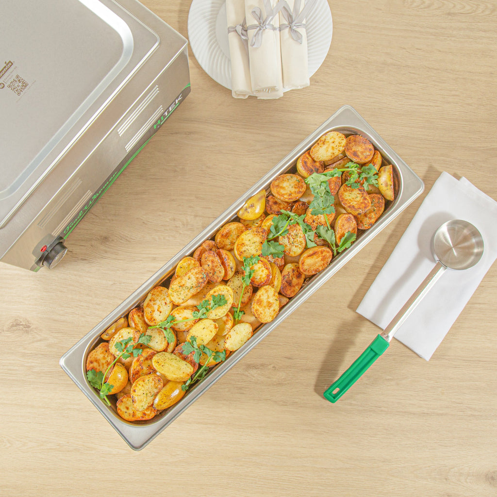 Kitchen Tek Stainless Steel 1/2 Size Long Steam Table Pan - 6 Inch Deep, Anti Jam, 24 Gauge - 6 count box
