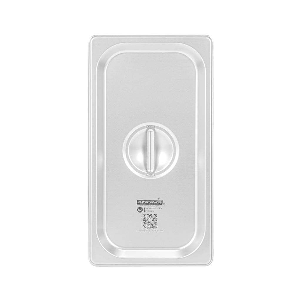 Kitchen Tek Stainless Steel Lid - Fits 1/3 Size Steam Table Pan - 12 count box