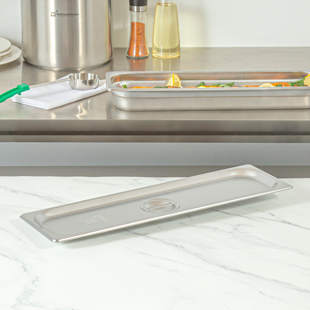 Kitchen Tek Stainless Steel Lid - Fits 1/2 Size Long Steam Table Pan - 1 count box
