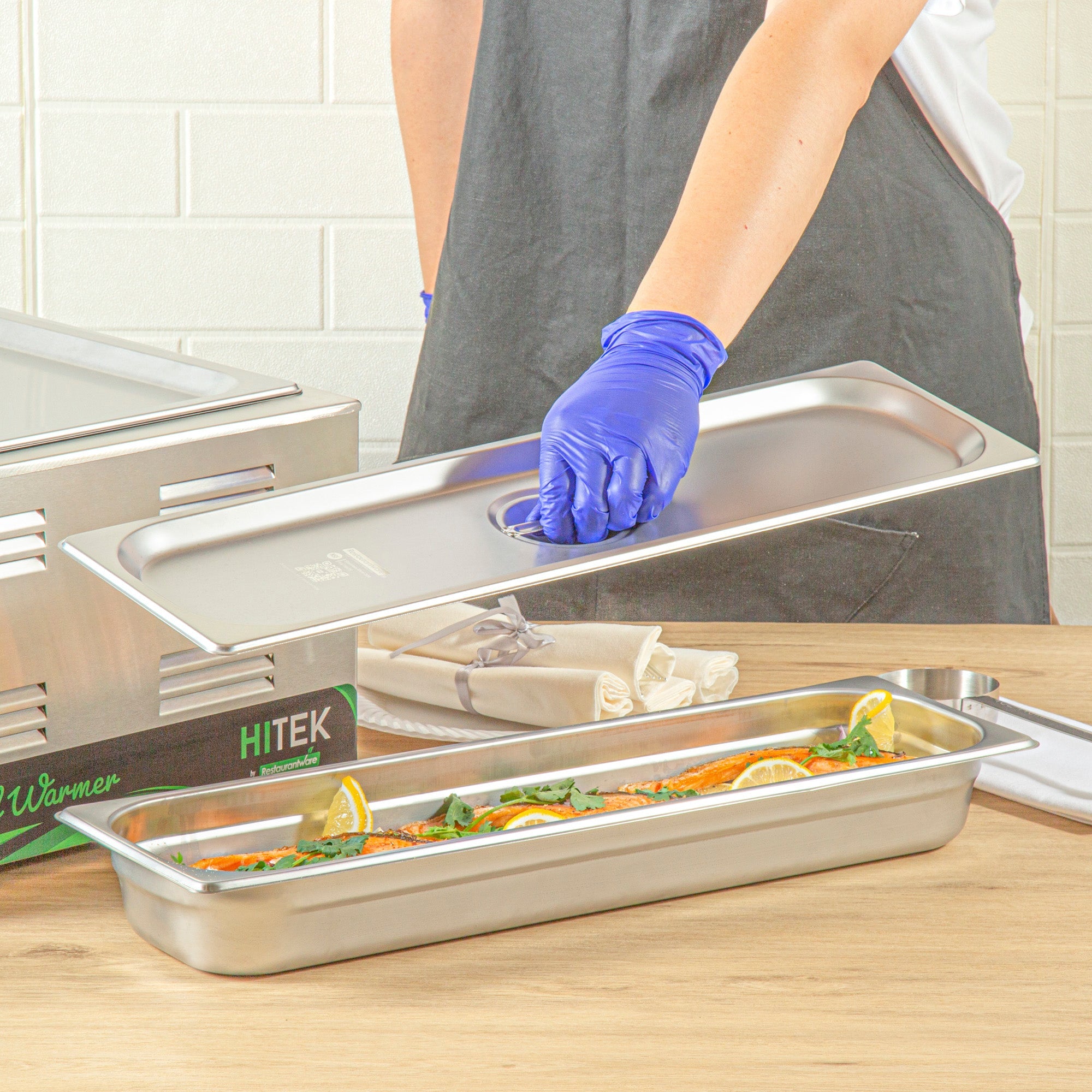 Kitchen Tek Stainless Steel Lid - Fits 1/2 Size Long Steam Table Pan - 1 count box