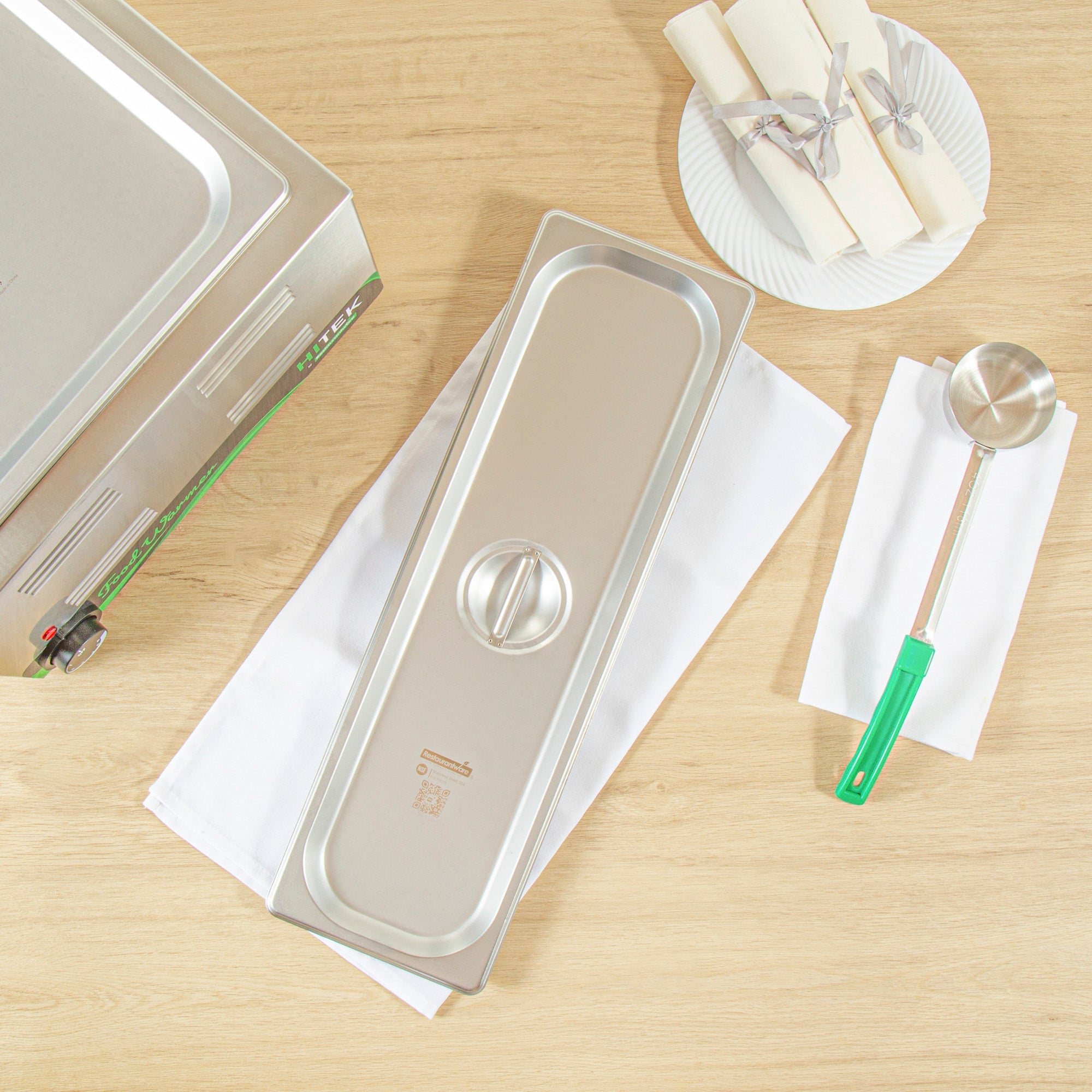 Kitchen Tek Stainless Steel Lid - Fits 1/2 Size Long Steam Table Pan - 1 count box