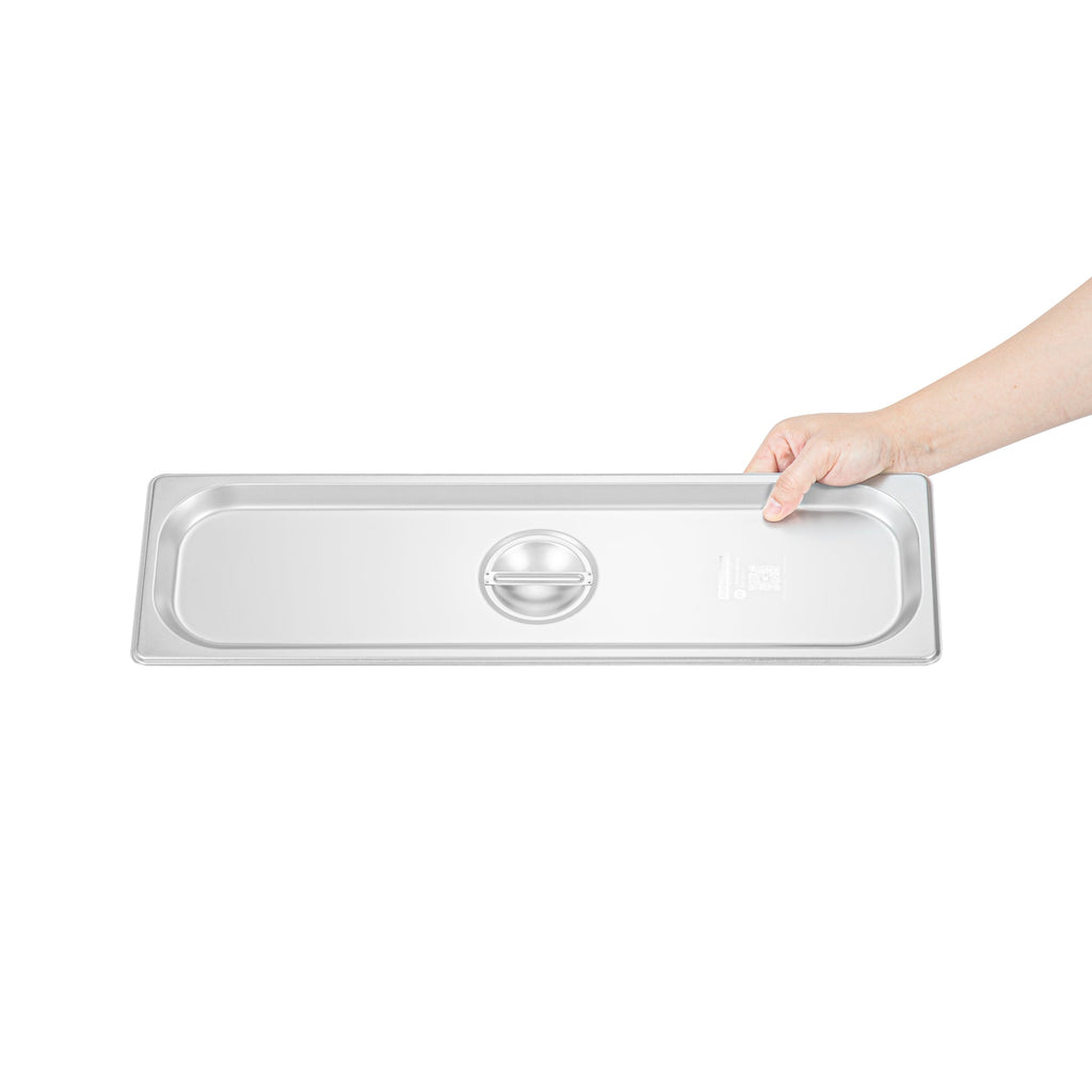 Kitchen Tek Stainless Steel Lid - Fits 1/2 Size Long Steam Table Pan - 12 count box