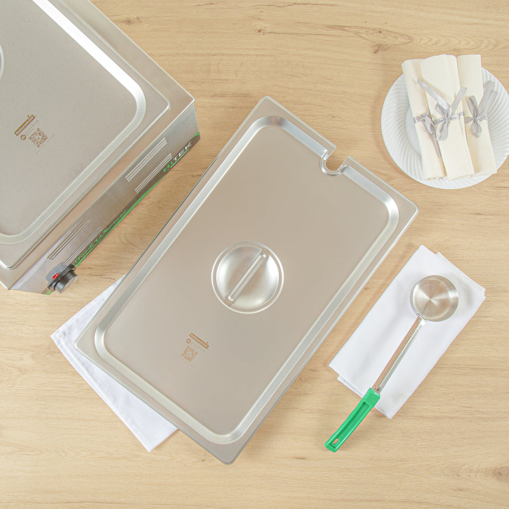 Kitchen Tek Stainless Steel Slotted Lid - Fits Full Size Steam Table Pan - 12 count box