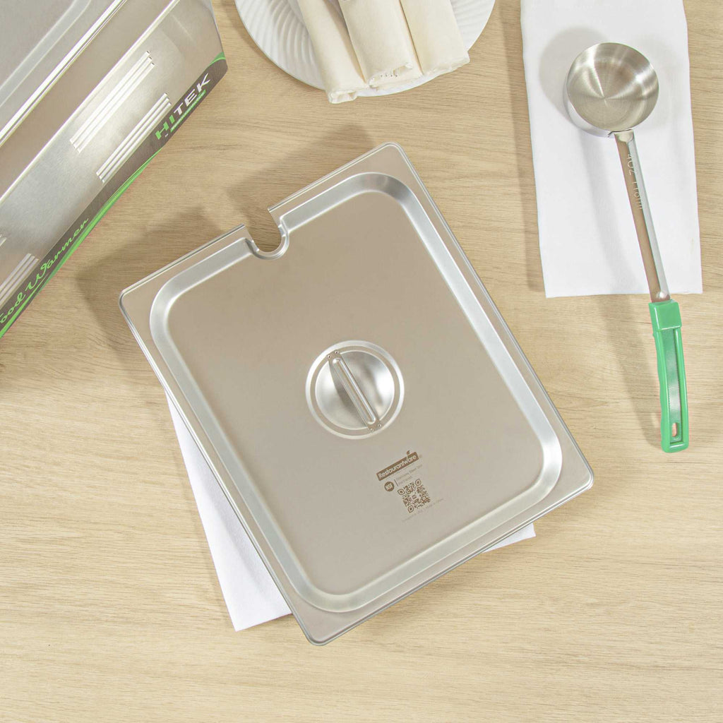 Kitchen Tek Stainless Steel Slotted Lid - Fits 1/2 Size Steam Table Pan - 1 count box
