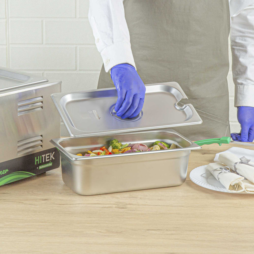 Kitchen Tek Stainless Steel Slotted Lid - Fits 1/3 Size Steam Table Pan - 1 count box