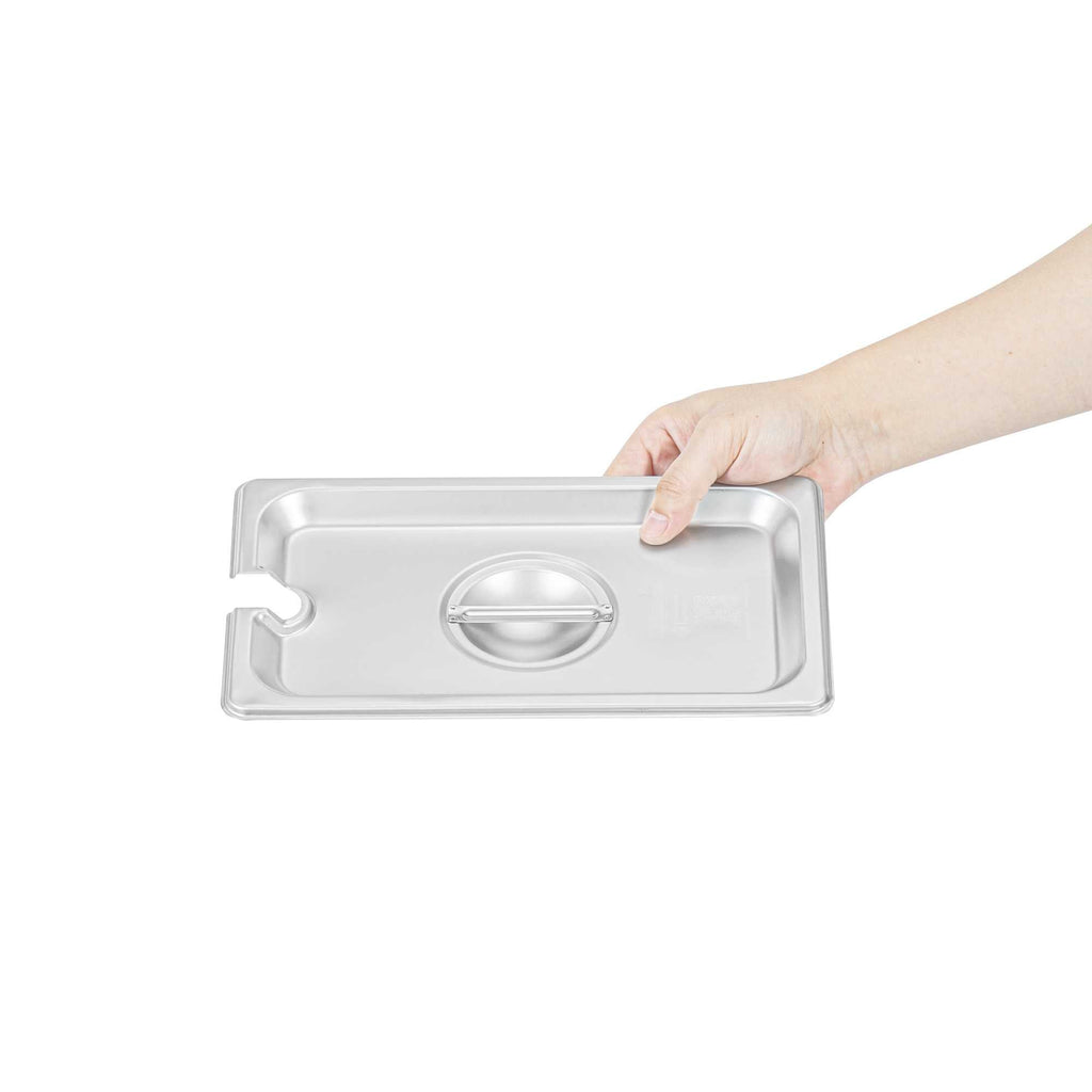 Kitchen Tek Stainless Steel Slotted Lid - Fits 1/4 Size Steam Table Pan - 1 count box