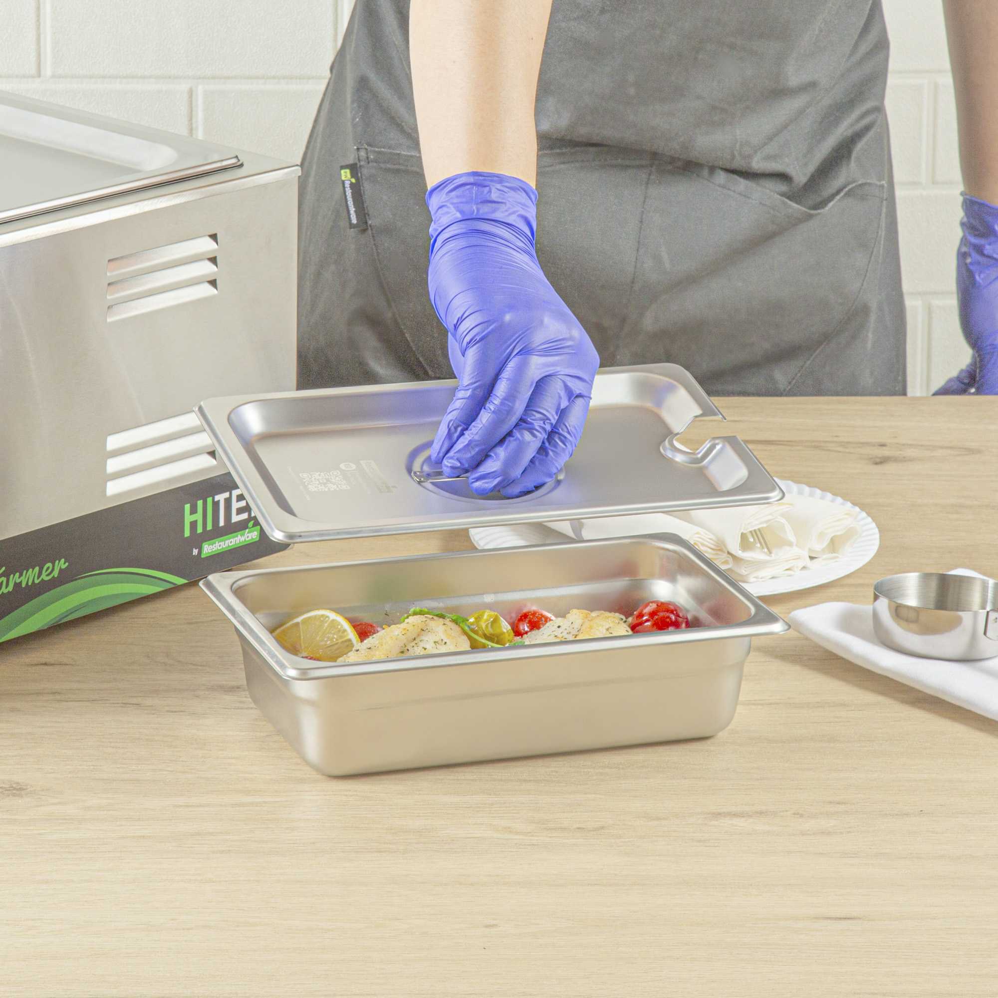 Kitchen Tek Stainless Steel Slotted Lid - Fits 1/4 Size Steam Table Pan - 1 count box