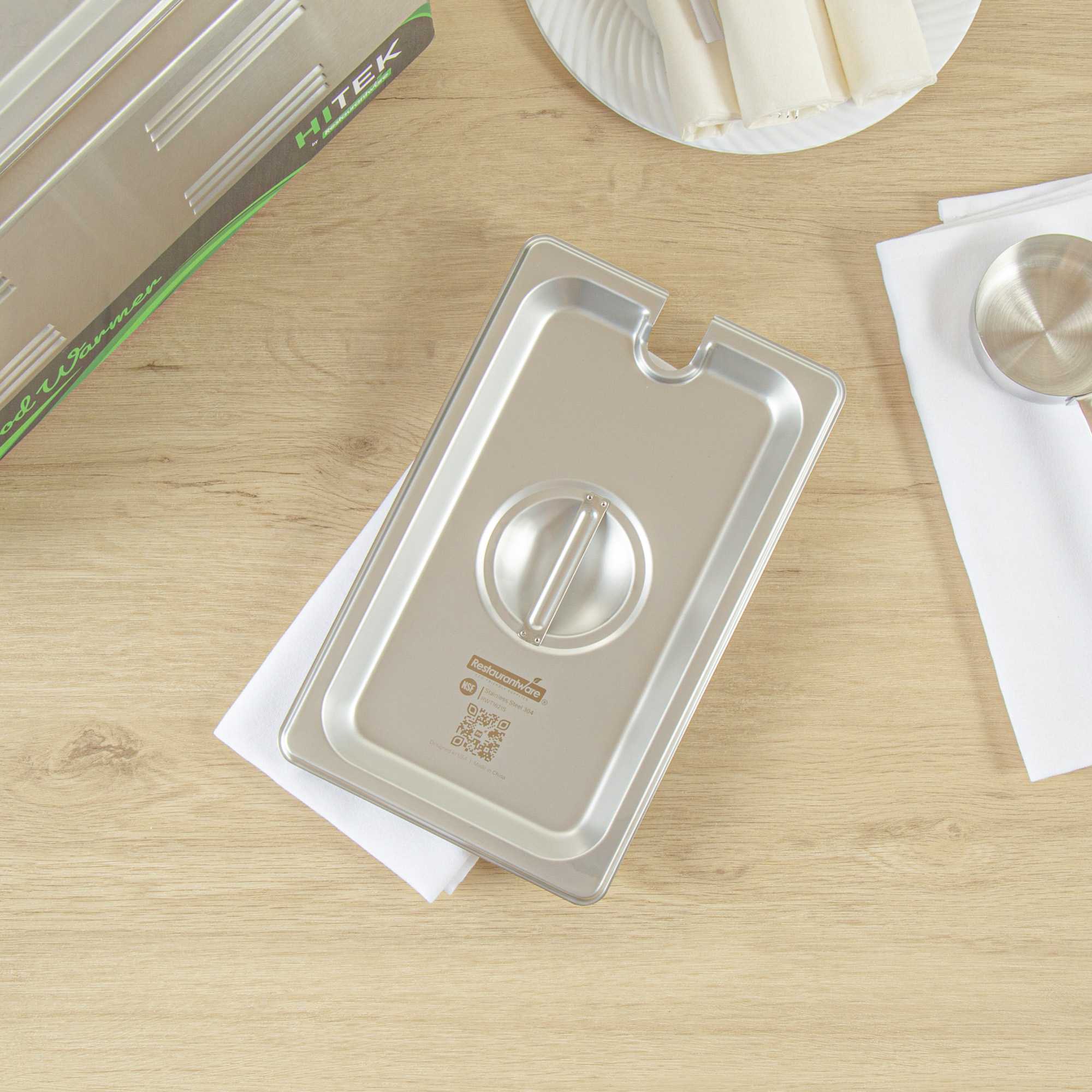 Kitchen Tek Stainless Steel Slotted Lid - Fits 1/4 Size Steam Table Pan - 1 count box