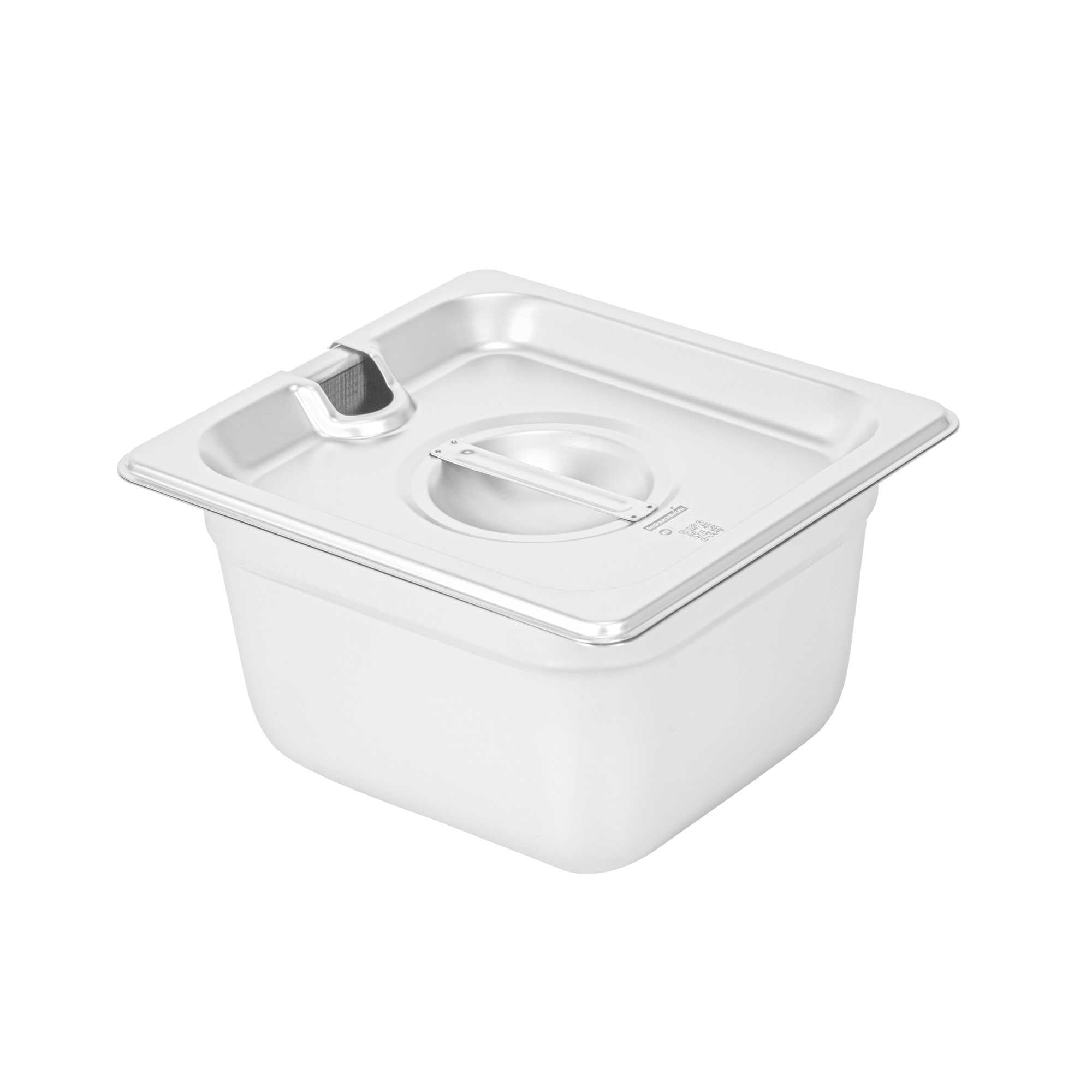 Kitchen Tek Stainless Steel Slotted Lid - Fits 1/6 Size Steam Table Pan - 1 count box