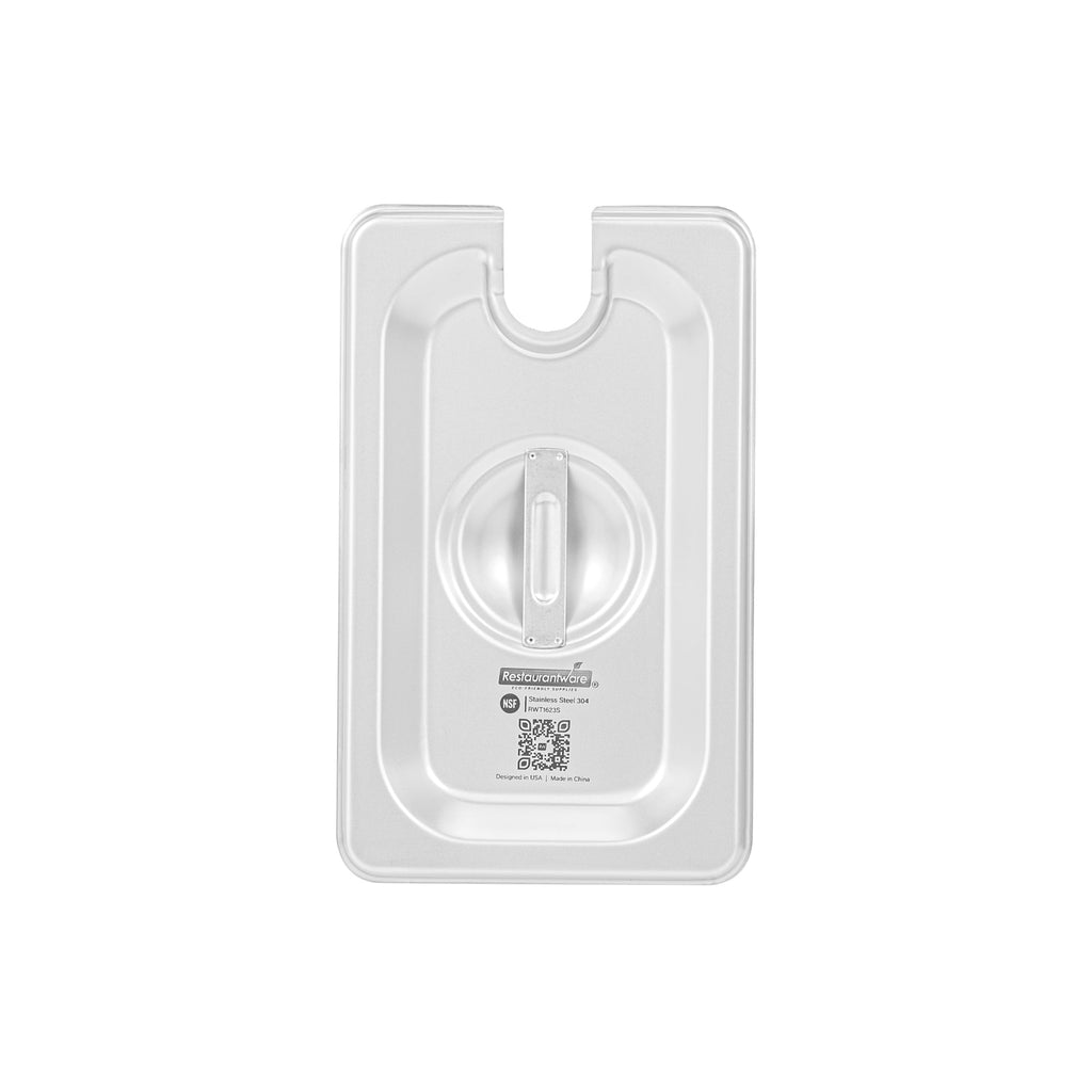 Kitchen Tek Stainless Steel Slotted Lid - Fits 1/9 Size Steam Table Pan - 12 count box