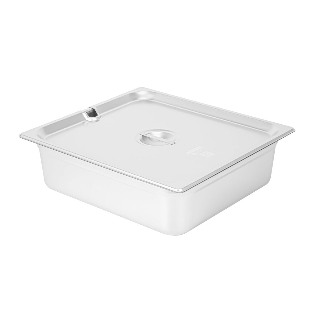 Kitchen Tek Stainless Steel Slotted Lid - Fits 2/3 Size Steam Table Pan - 12 count box