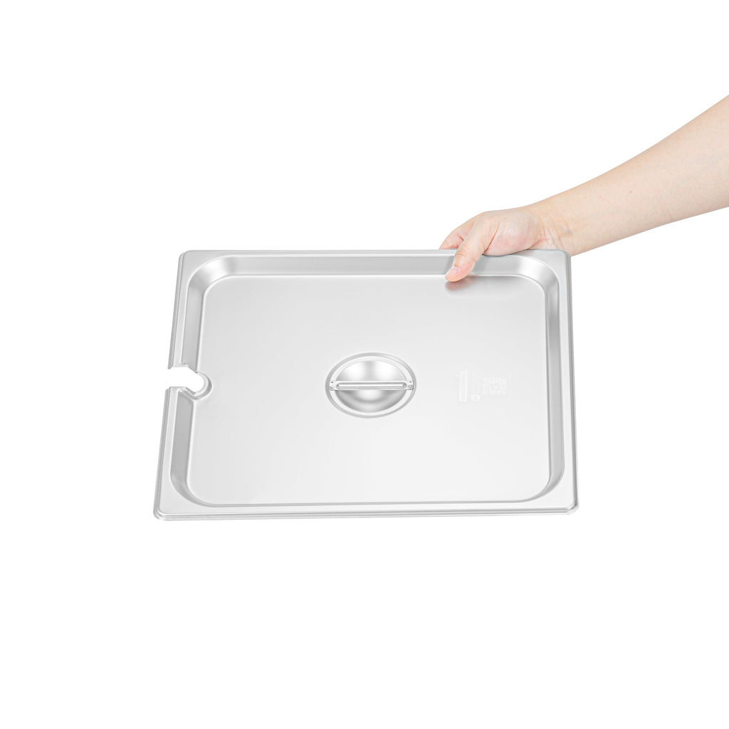 Kitchen Tek Stainless Steel Slotted Lid - Fits 2/3 Size Steam Table Pan - 12 count box