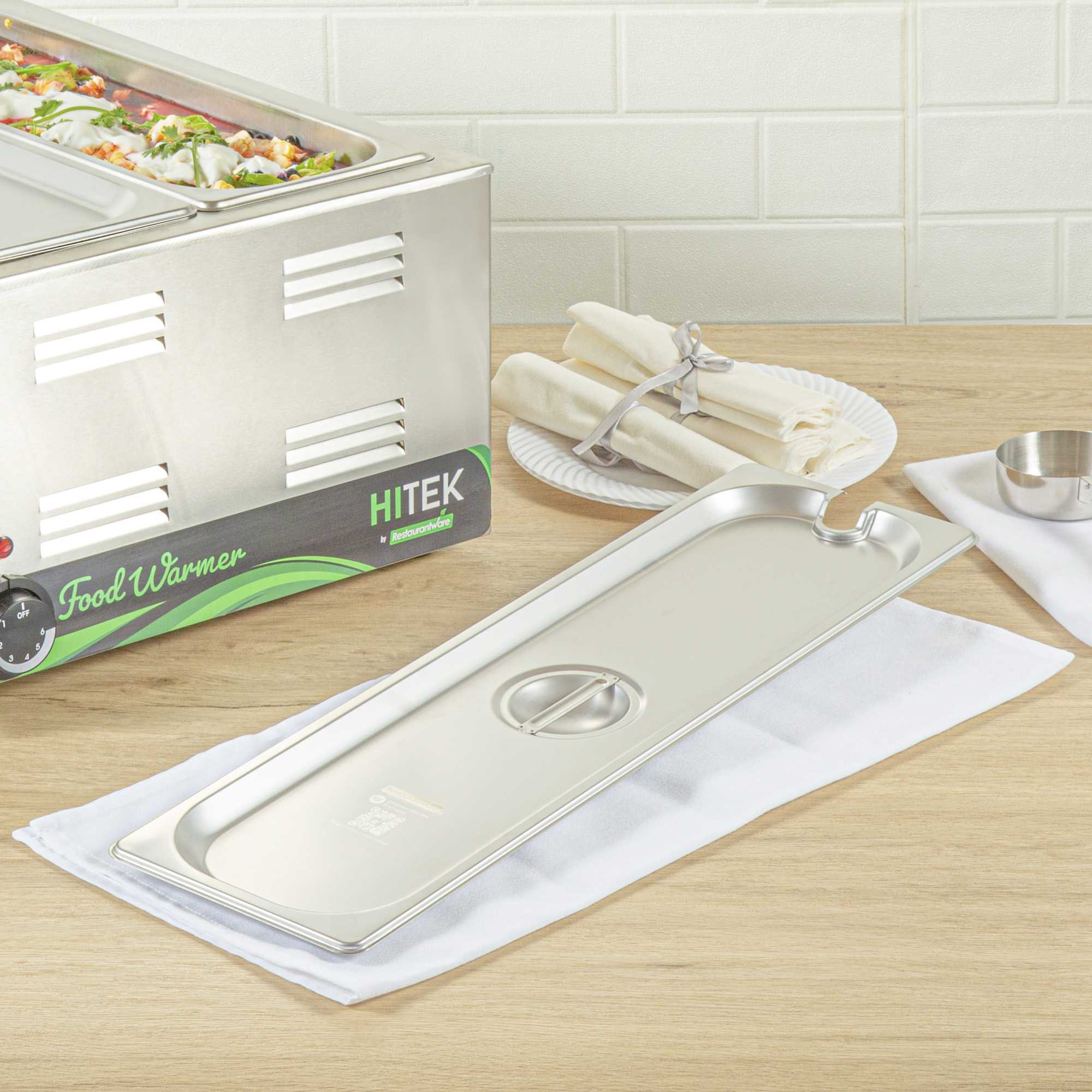Kitchen Tek Stainless Steel Slotted Lid - Fits 1/2 Size Long Steam Table Pan - 1 count box