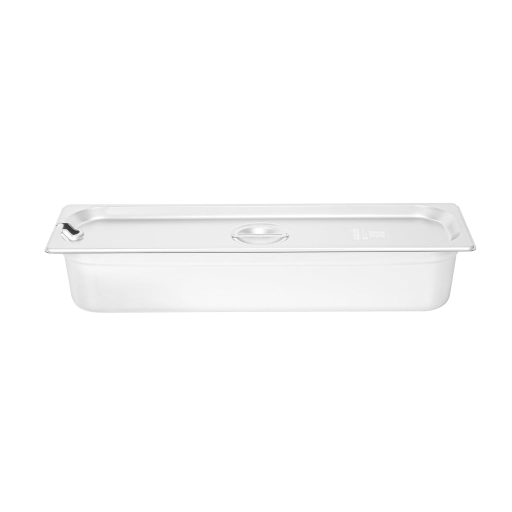 Kitchen Tek Stainless Steel Slotted Lid - Fits 1/2 Size Long Steam Table Pan - 12 count box