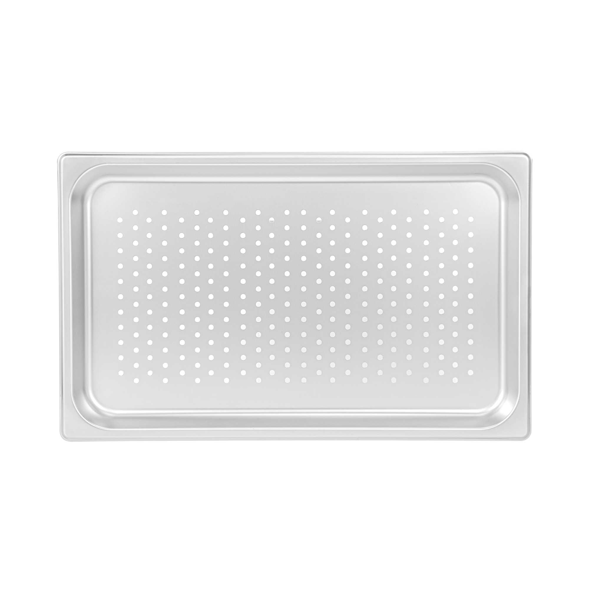 Kitchen Tek Stainless Steel Full Size Steam Table Pan - 1 1/4 Inch Deep, Perforated, Anti Jam, 24 Gauge - 1 count box