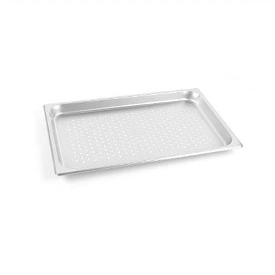 Kitchen Tek Stainless Steel Full Size Steam Table Pan - 1 1/4 Inch Deep, Perforated, Anti Jam, 24 Gauge - 12 count box