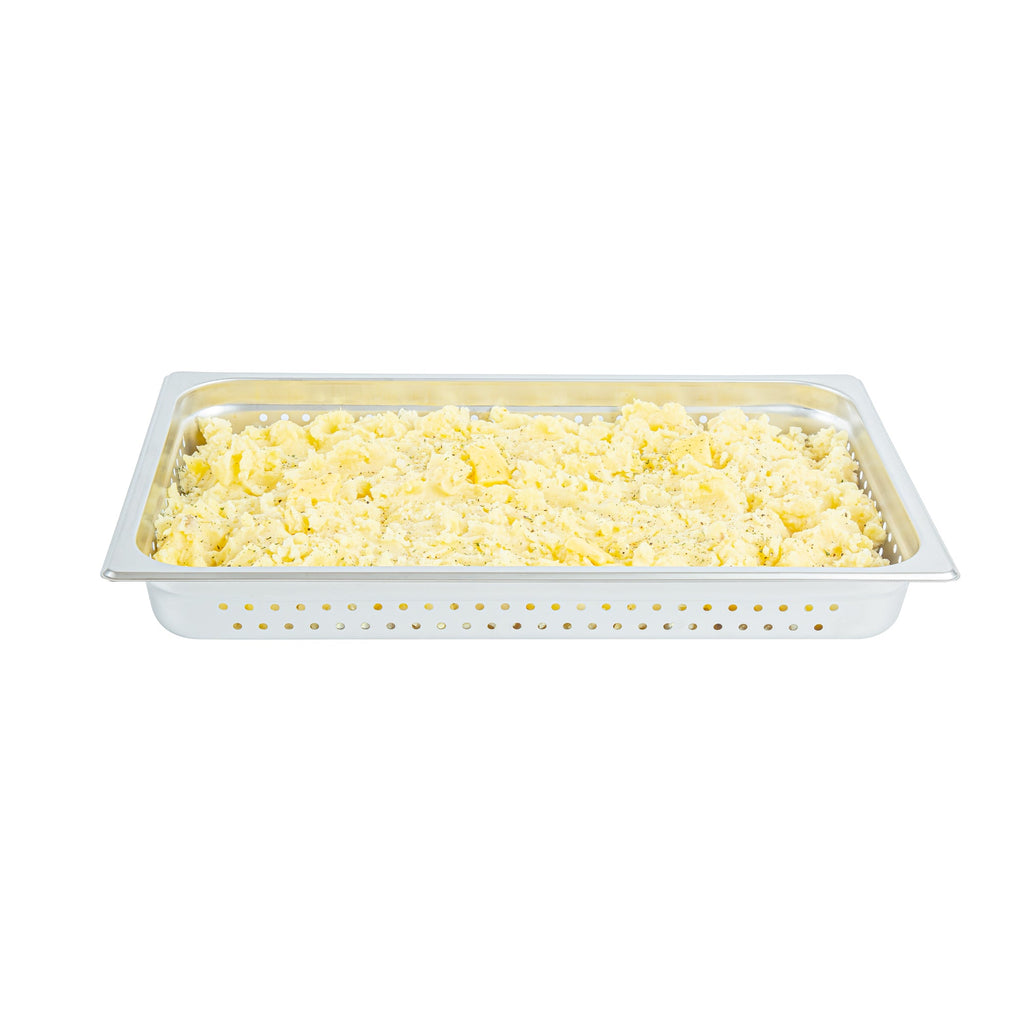 Kitchen Tek Stainless Steel Full Size Steam Table Pan - 2 1/2 Inch Deep, Perforated, Anti Jam, 24 Gauge - 6 count box