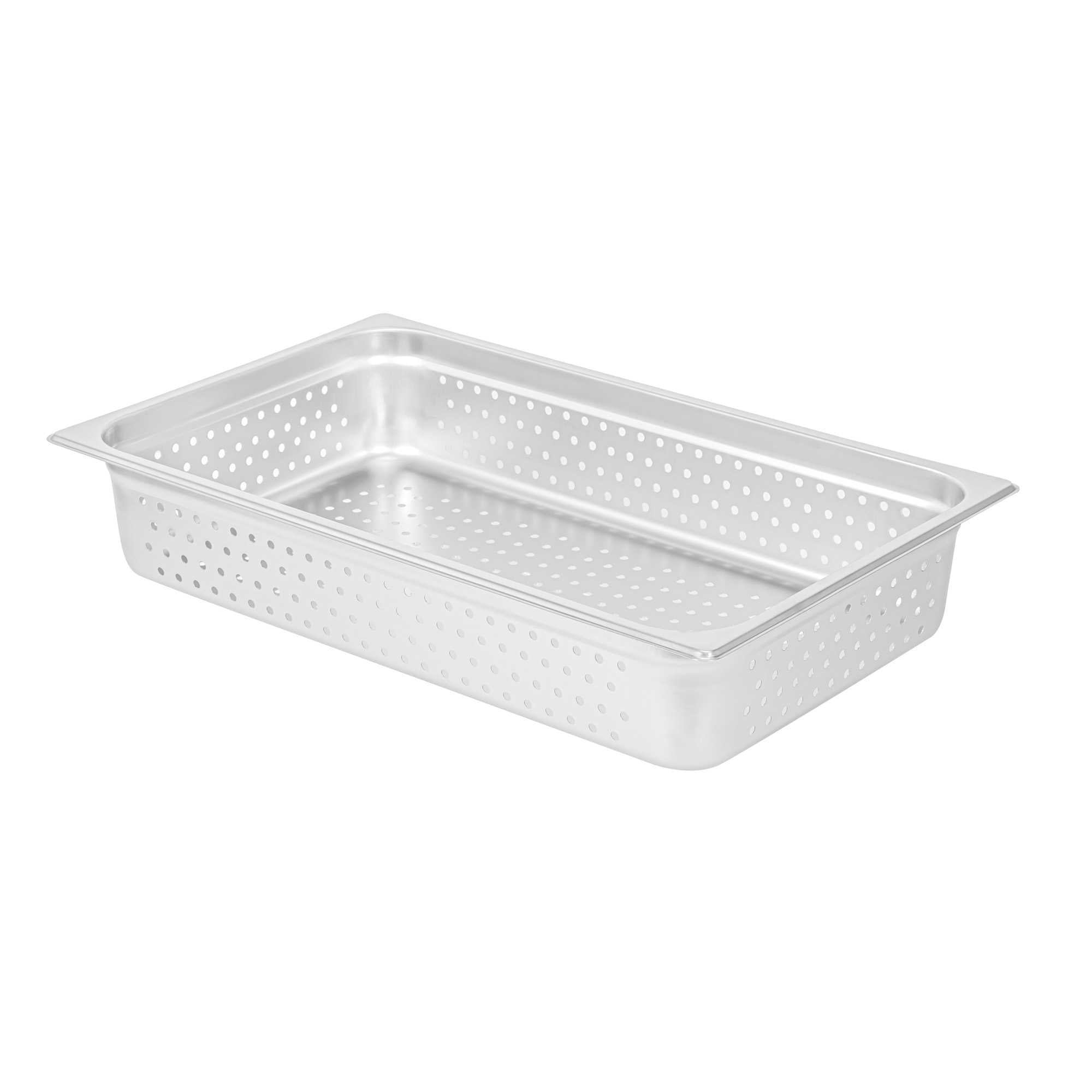 Kitchen Tek Stainless Steel Full Size Steam Table Pan - 4 Inch Deep, Perforated, Anti Jam, 24 Gauge - 1 count box