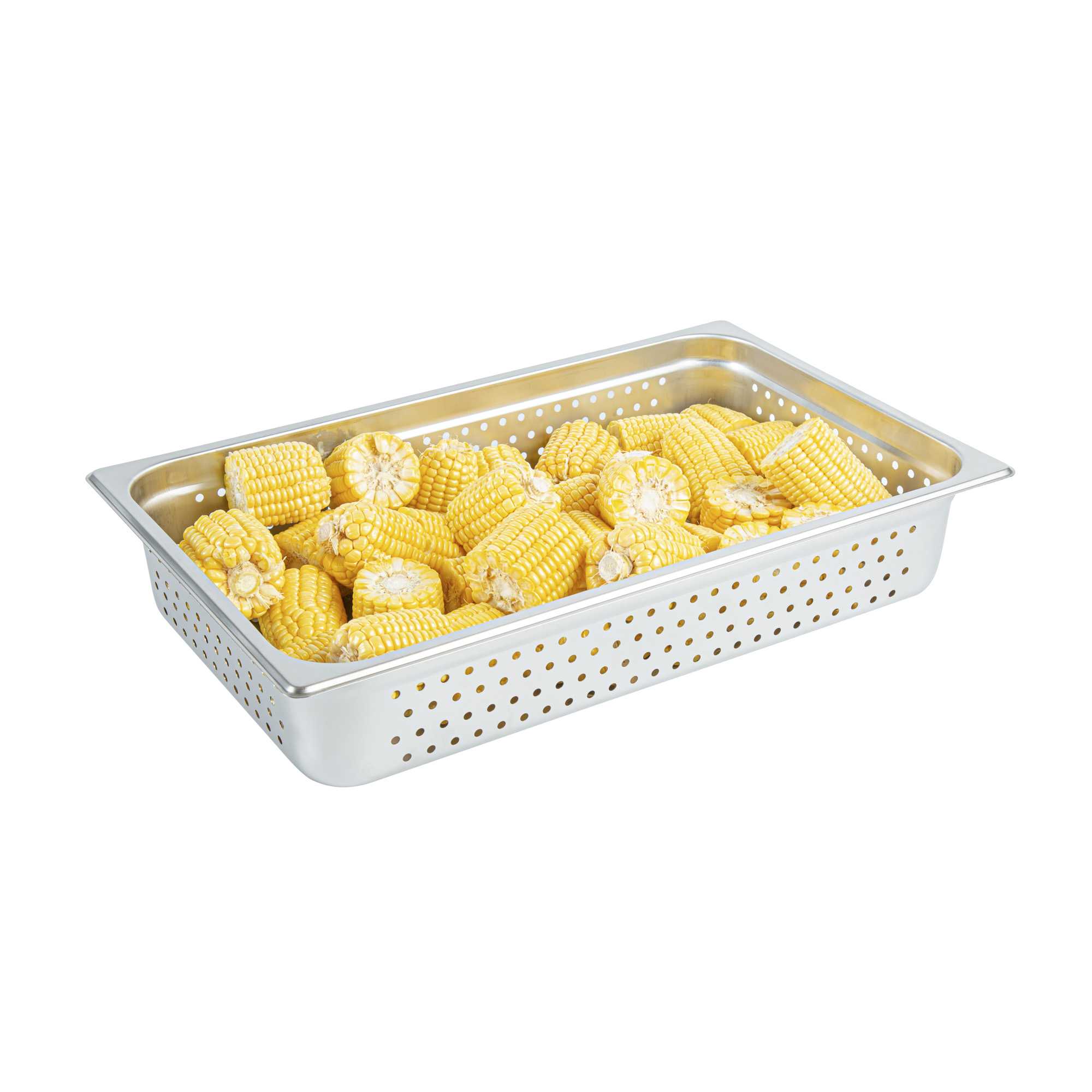 Kitchen Tek Stainless Steel Full Size Steam Table Pan - 4 Inch Deep, Perforated, Anti Jam, 24 Gauge - 1 count box
