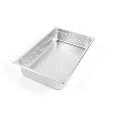 Kitchen Tek Stainless Steel Full Size Steam Table Pan - 4 Inch Deep, Perforated, Anti Jam, 24 Gauge - 1 count box