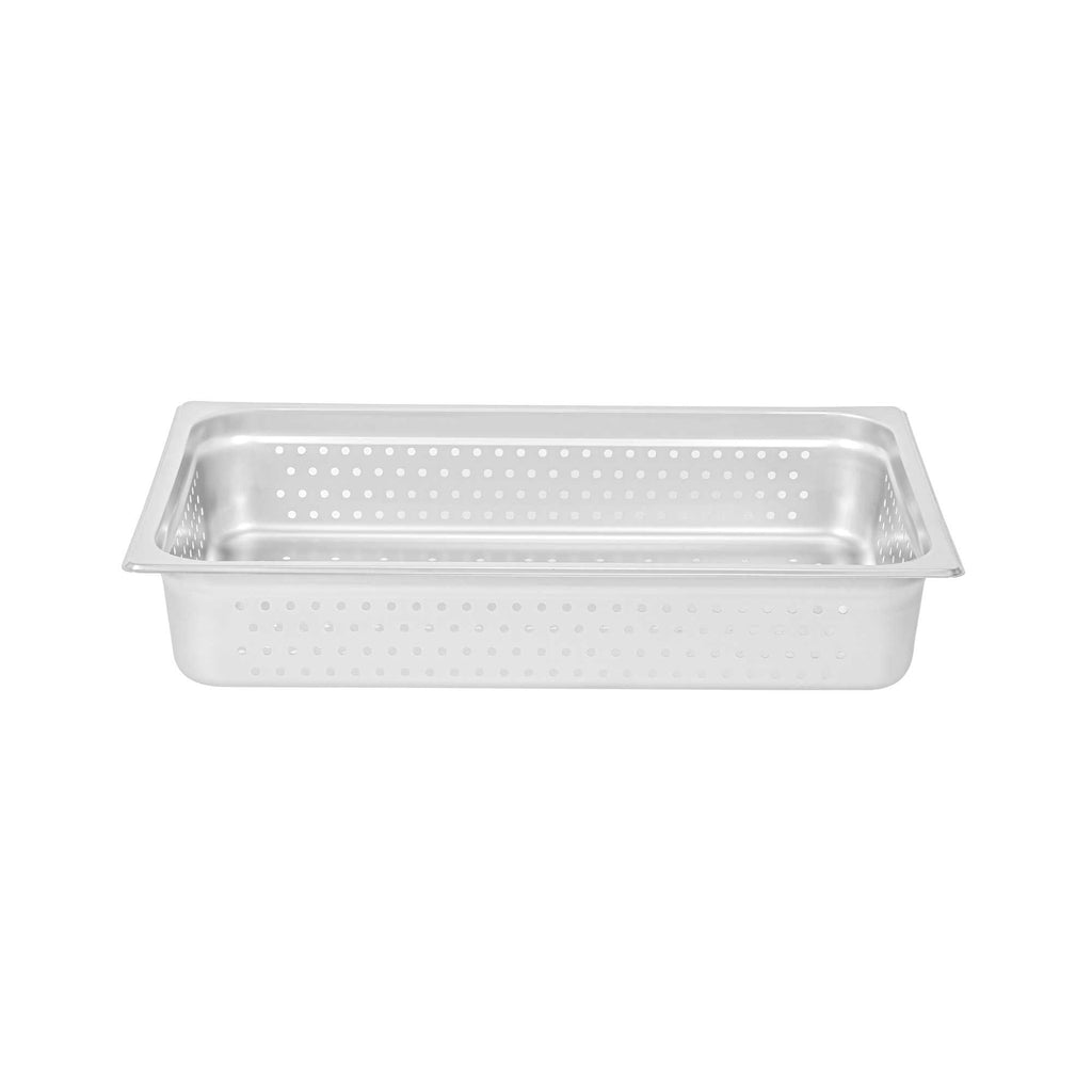 Kitchen Tek Stainless Steel Full Size Steam Table Pan - 4 Inch Deep, Perforated, Anti Jam, 24 Gauge - 1 count box