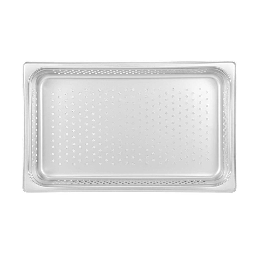 Kitchen Tek Stainless Steel Full Size Steam Table Pan - 4 Inch Deep, Perforated, Anti Jam, 24 Gauge - 1 count box