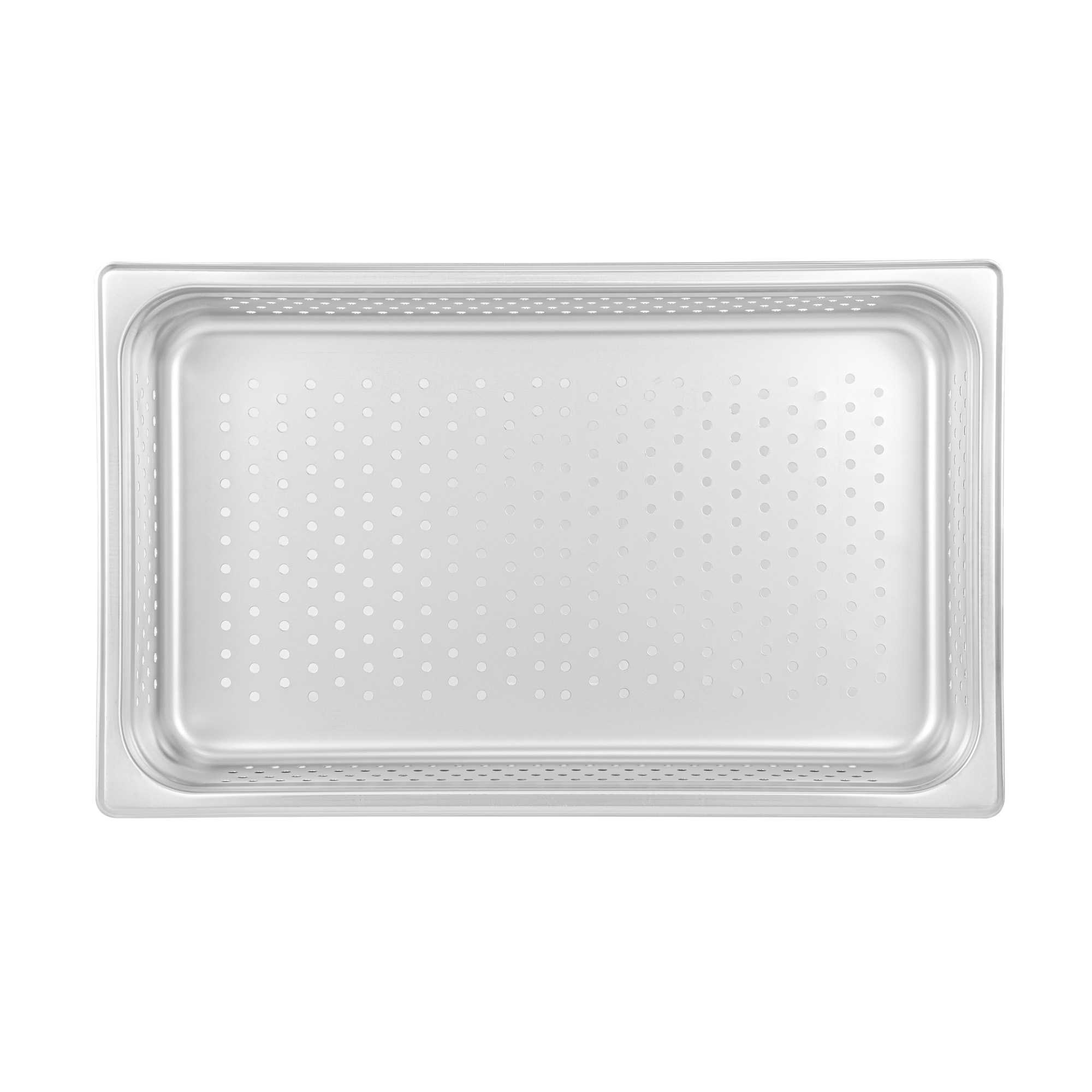 Kitchen Tek Stainless Steel Full Size Steam Table Pan - 4 Inch Deep, Perforated, Anti Jam, 24 Gauge - 1 count box