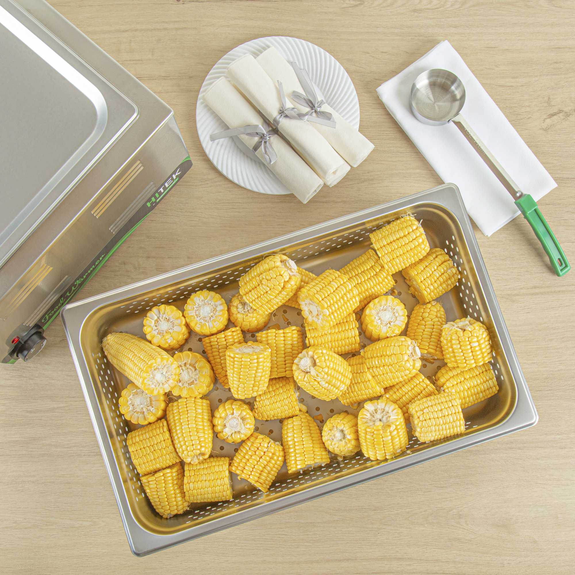 Kitchen Tek Stainless Steel Full Size Steam Table Pan - 4 Inch Deep, Perforated, Anti Jam, 24 Gauge - 1 count box