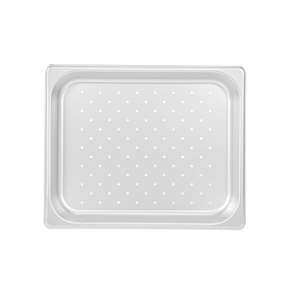 Kitchen Tek Stainless Steel 1/2 Size Steam Table Pan - 1 1/4 Inch Deep, Perforated, Anti Jam, 24 Gauge - 12 count box