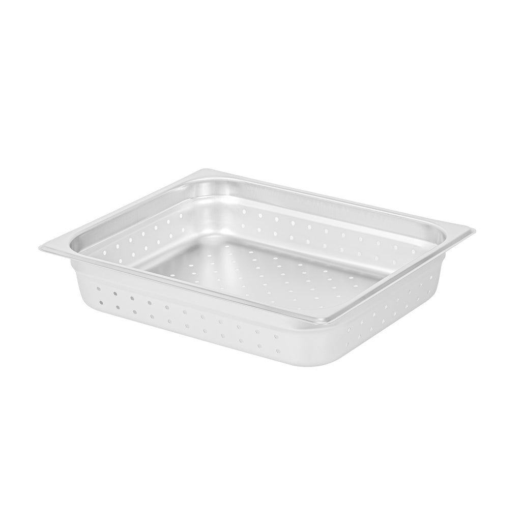 Kitchen Tek Stainless Steel 1/2 Size Steam Table Pan - 2 1/2 Inch Deep, Perforated, Anti Jam, 24 Gauge - 1 count box