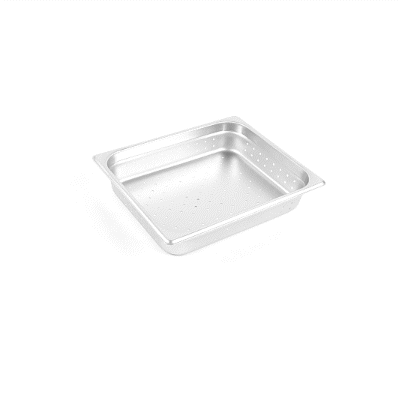 Kitchen Tek Stainless Steel 1/2 Size Steam Table Pan - 2 1/2 Inch Deep, Perforated, Anti Jam, 24 Gauge - 12 count box