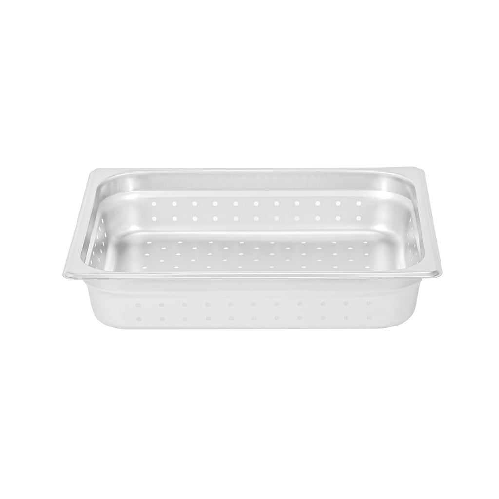 Kitchen Tek Stainless Steel 1/2 Size Steam Table Pan - 2 1/2 Inch Deep, Perforated, Anti Jam, 24 Gauge - 12 count box