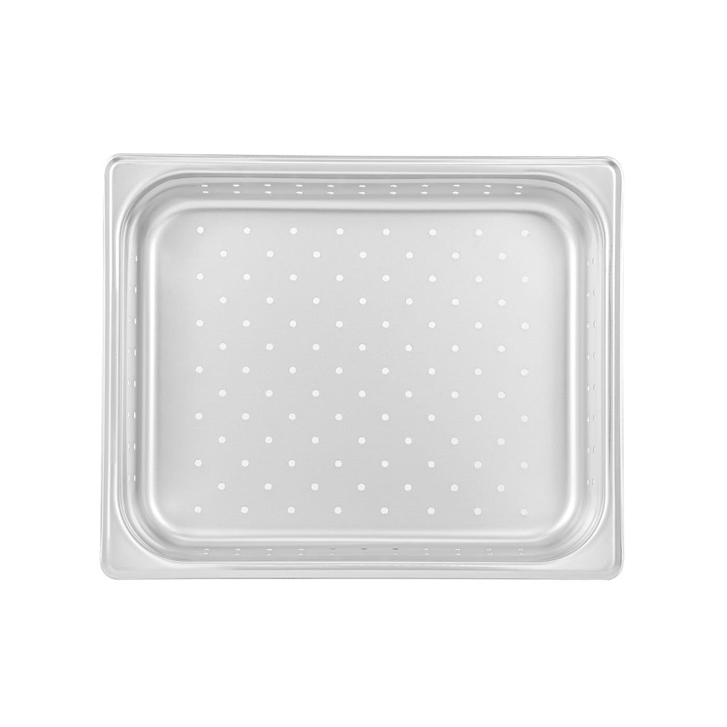 Kitchen Tek Stainless Steel 1/2 Size Steam Table Pan - 2 1/2 Inch Deep, Perforated, Anti Jam, 24 Gauge - 12 count box