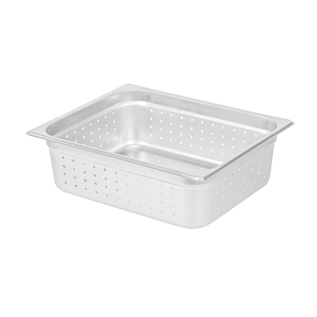 Kitchen Tek Stainless Steel 1/2 Size Steam Table Pan - 4 Inch Deep, Perforated, Anti Jam, 24 Gauge - 1 count box