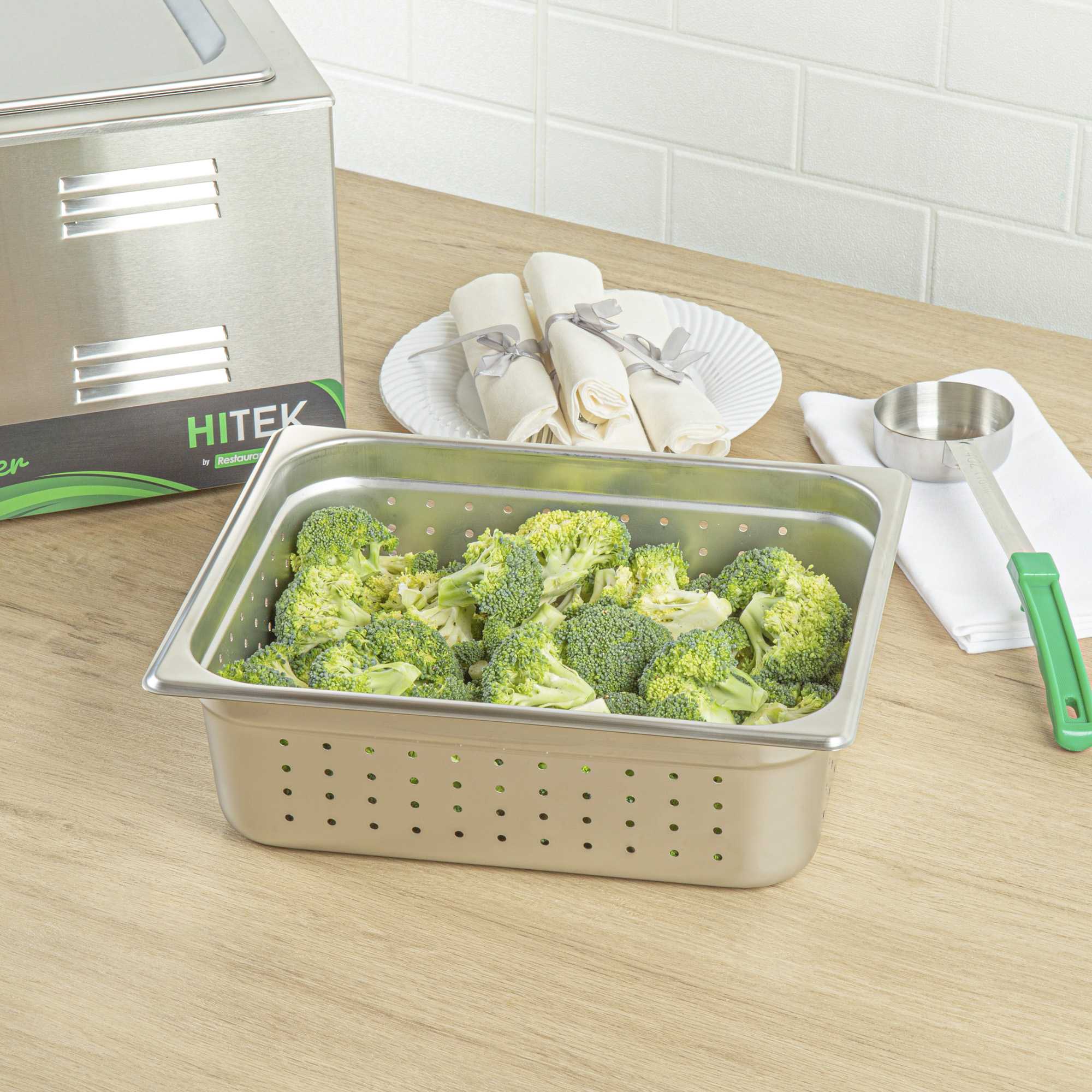 Kitchen Tek Stainless Steel 1/2 Size Steam Table Pan - 4 Inch Deep, Perforated, Anti Jam, 24 Gauge - 1 count box